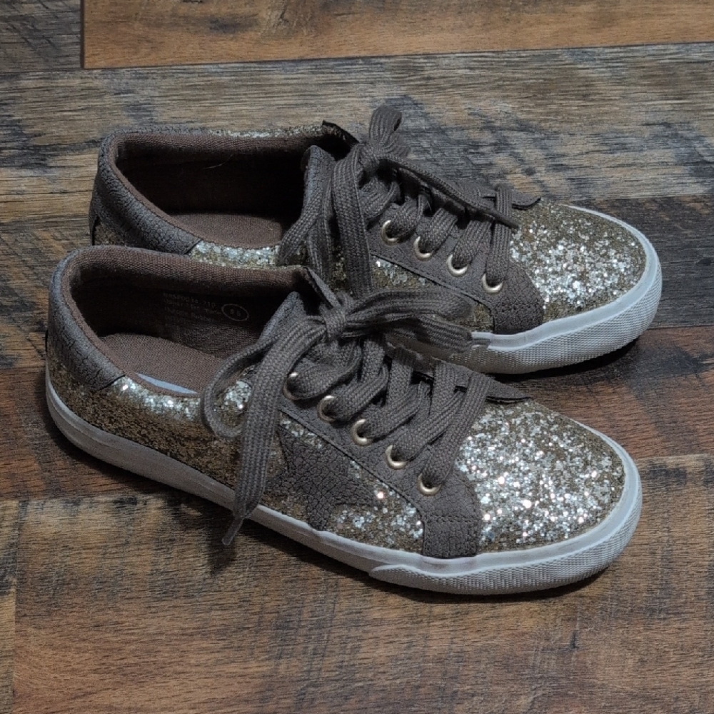 Not Rated Glittery Brown & Light Gold Sneakers